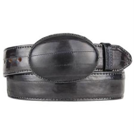 Cinturón estilo western de piel de anguila gris para hombre