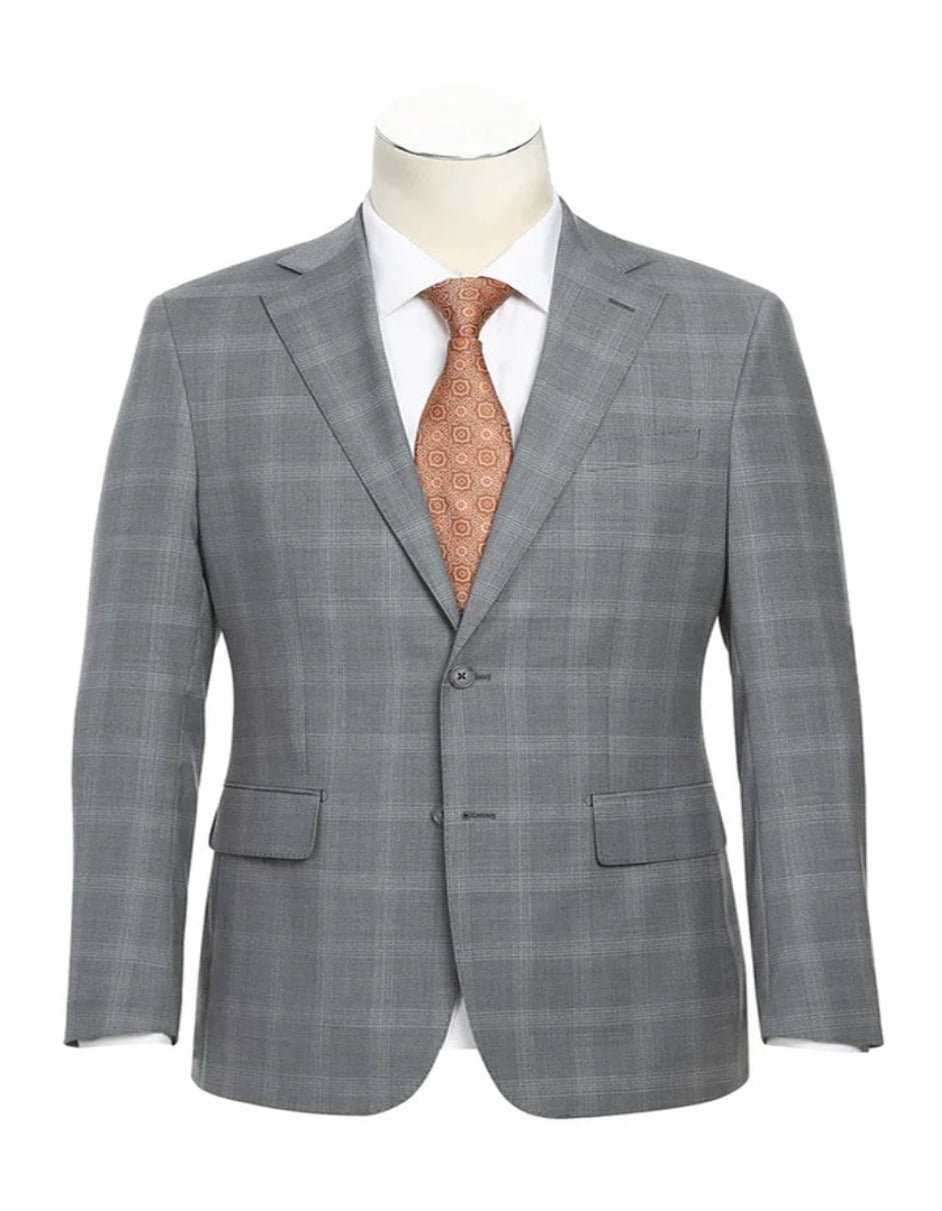 Traje gris claro - Traje gris plateado para boda - Traje de diseñador para hombre de dos botones, corte entallado, color gris claro con ventana