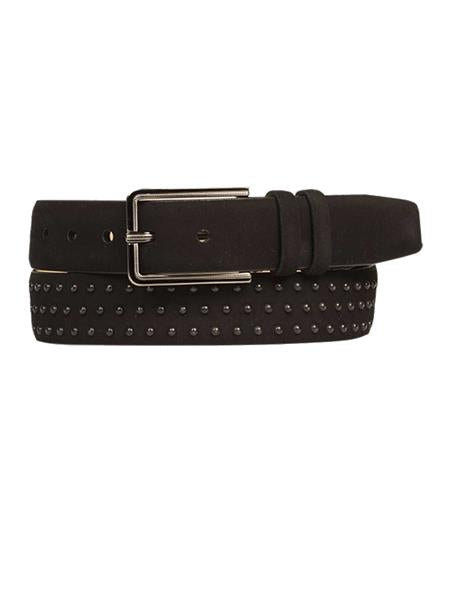 Cinturón de piel de becerro auténtica de color negro para hombre de la marca Mezlan Belts