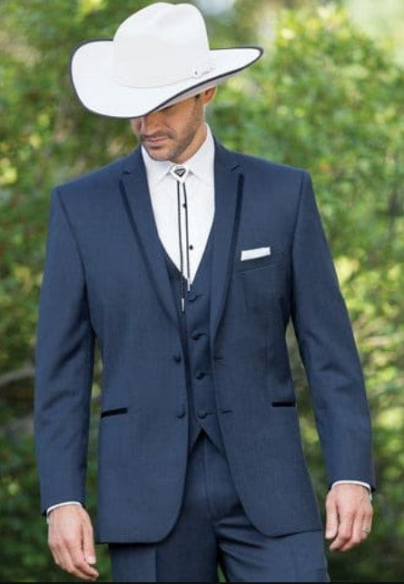 Trajes Vaqueros Para Boda - Two Button Navy Suit
