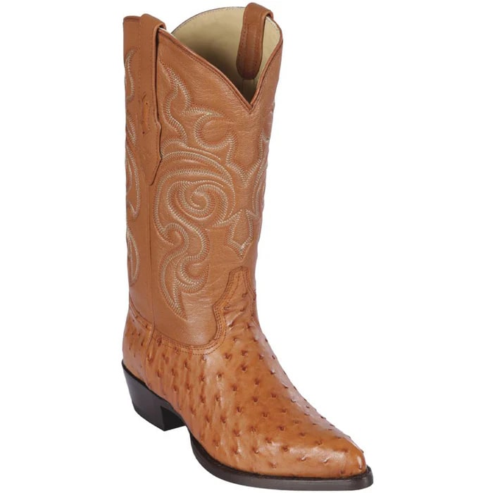 J Toe Cowboy Boots - J Toe Western Boots - Los Altos Boots - Mens Dress Cowboy Boot - Low Priced Honey Ostrich Cowboy Boots J