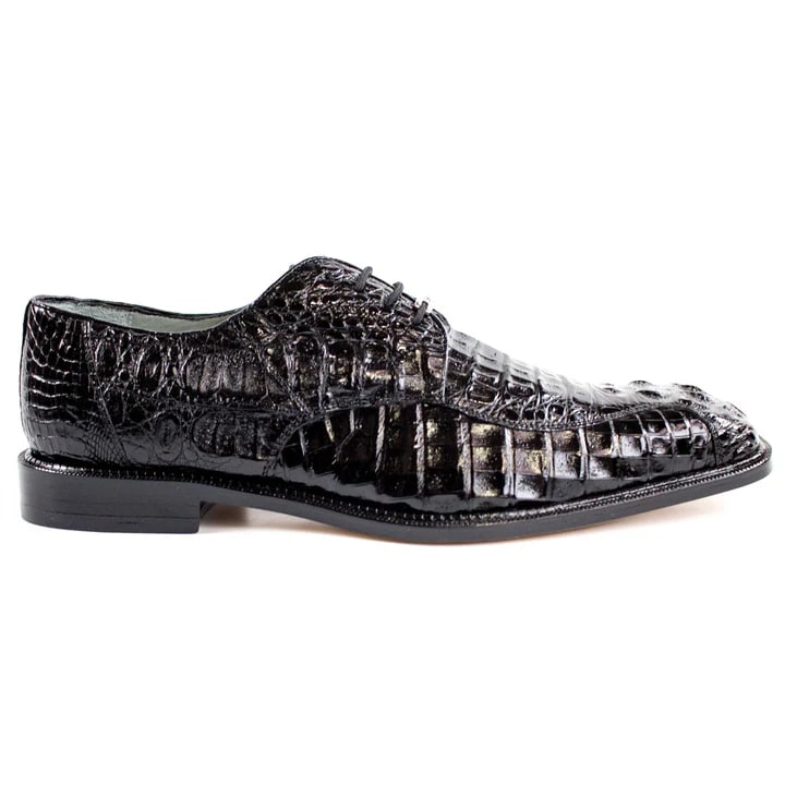 Zapatos Negros De Hombre - Zapatos Negros De Vestir - Men's Belvedere Chapo Hornback Caiman Crocodile Dress Black Shoe