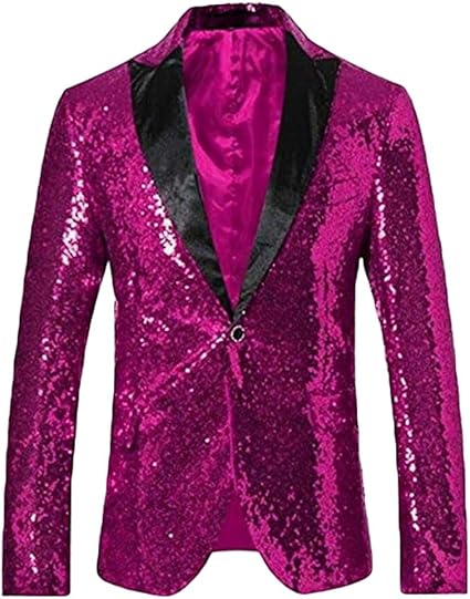 Chaqueta de esmoquin con purpurina - Blazer con lentejuelas - Abrigo deportivo llamativo de escenario rosa intenso de Alberto Nardoni