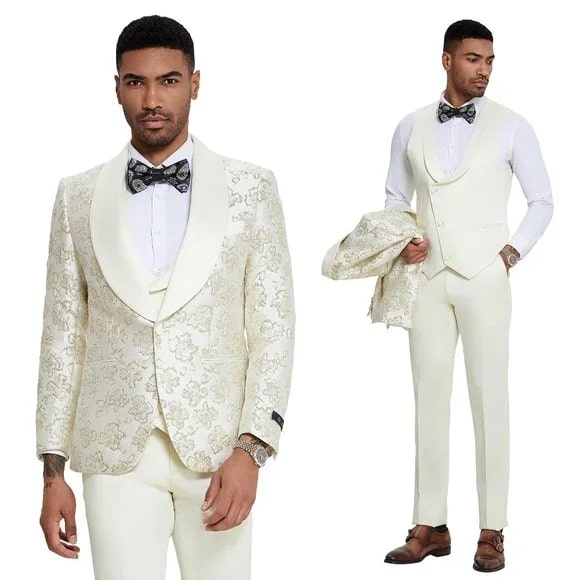 Trajes De Dombre Para Boda - Trajes De Novio - Traje Para Hombre -Ivory Suit