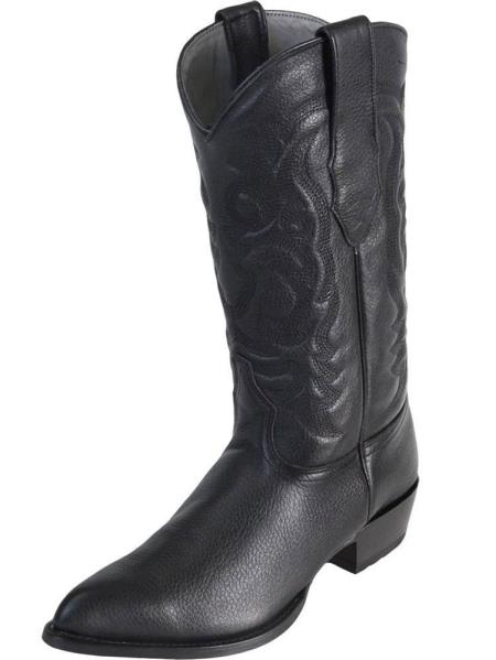 Botas Los Altos para hombre, de piel de alce auténtica negra, con puntera en J, hechas a mano, con tacón reemplazable, estilo vaquero, a precio económico, a la venta en línea