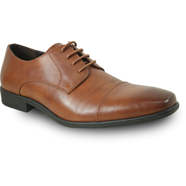 CAPS - Bravo Mens Antique Cap Toe Lace Up Oxford Dress Shoe in Cognac