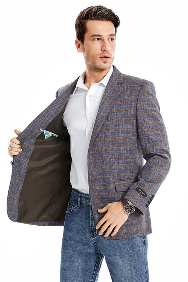 Sacos Vaqueros - Sacos Para Hombre - Men's Two Button Slim Fit Business Casual Sport Coat In Light Brown