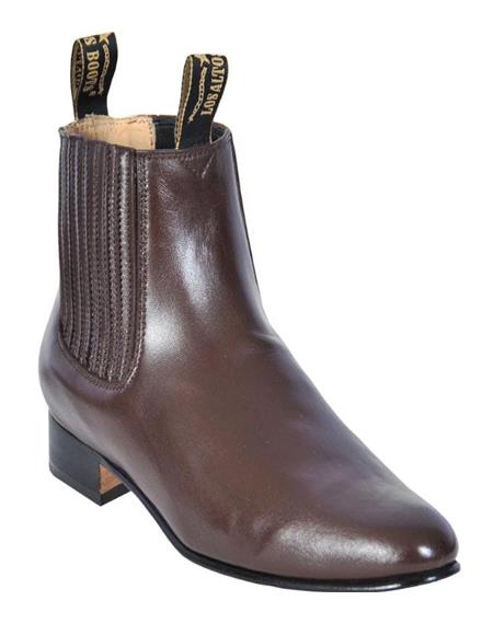 Botas Los Altos color marrón claro para hombre, botas de charro botín de piel de venado hasta el tobillo