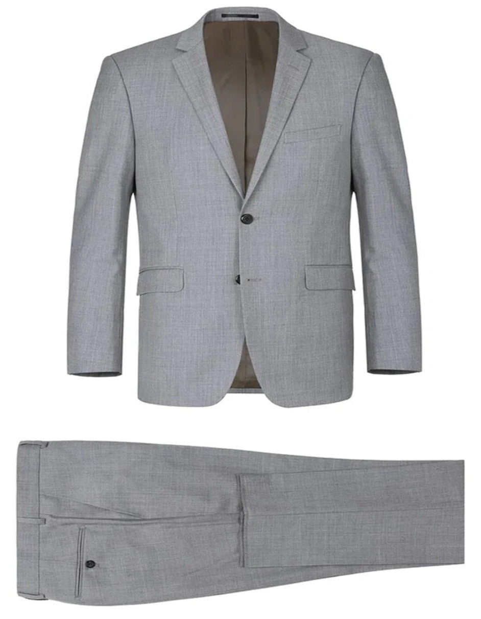 Traje gris claro - Traje gris plateado para boda - Traje gris claro básico de dos botones para hombre, corte clásico, chaleco opcional