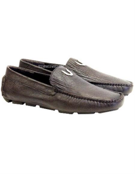 Zapato de vestir marrón para hombre Vestigium marrón Mocasín de vestir elegante de piel de tiburón genuina Forro completo de cuero