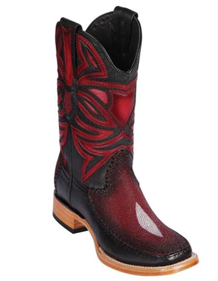 Botas Los Altos Single Stone Stingray y Deer en burdeos descolorido
