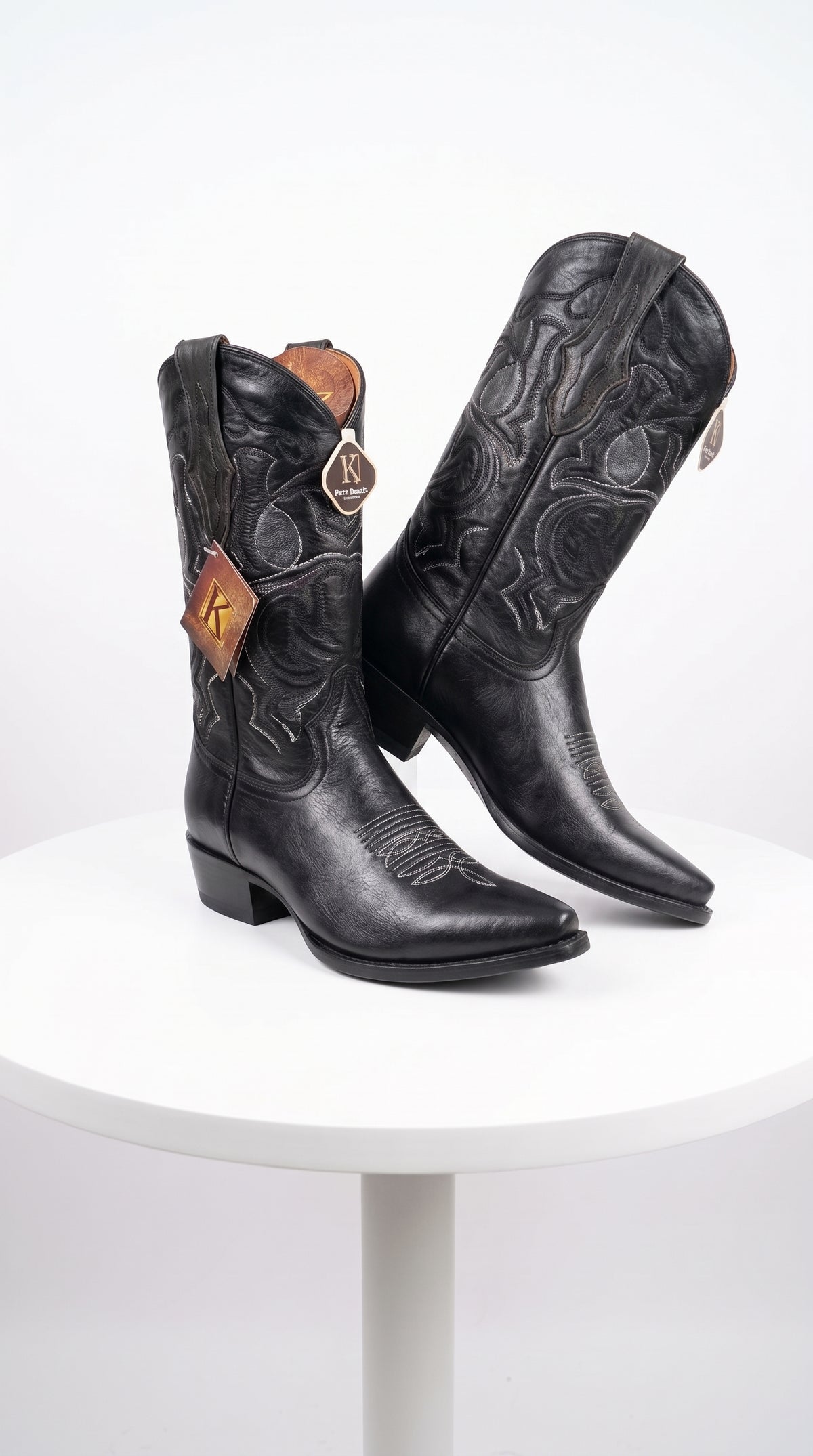 King Men’s Black Genuine Stingray Mantarraya Boots, Exotic Snip Toe Western Cowboy Dress Boots