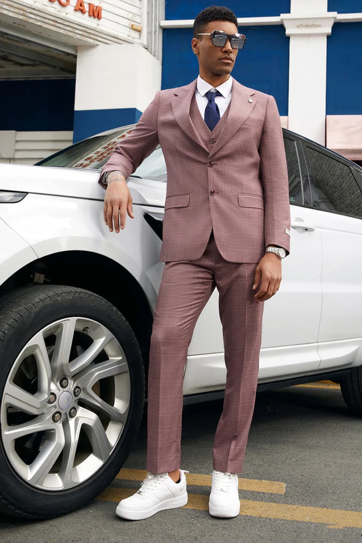 Trajes Elegantes Para Hombre - Trajes De Vestir - Mens Stacy Adams Two Button Mauve Business Suit