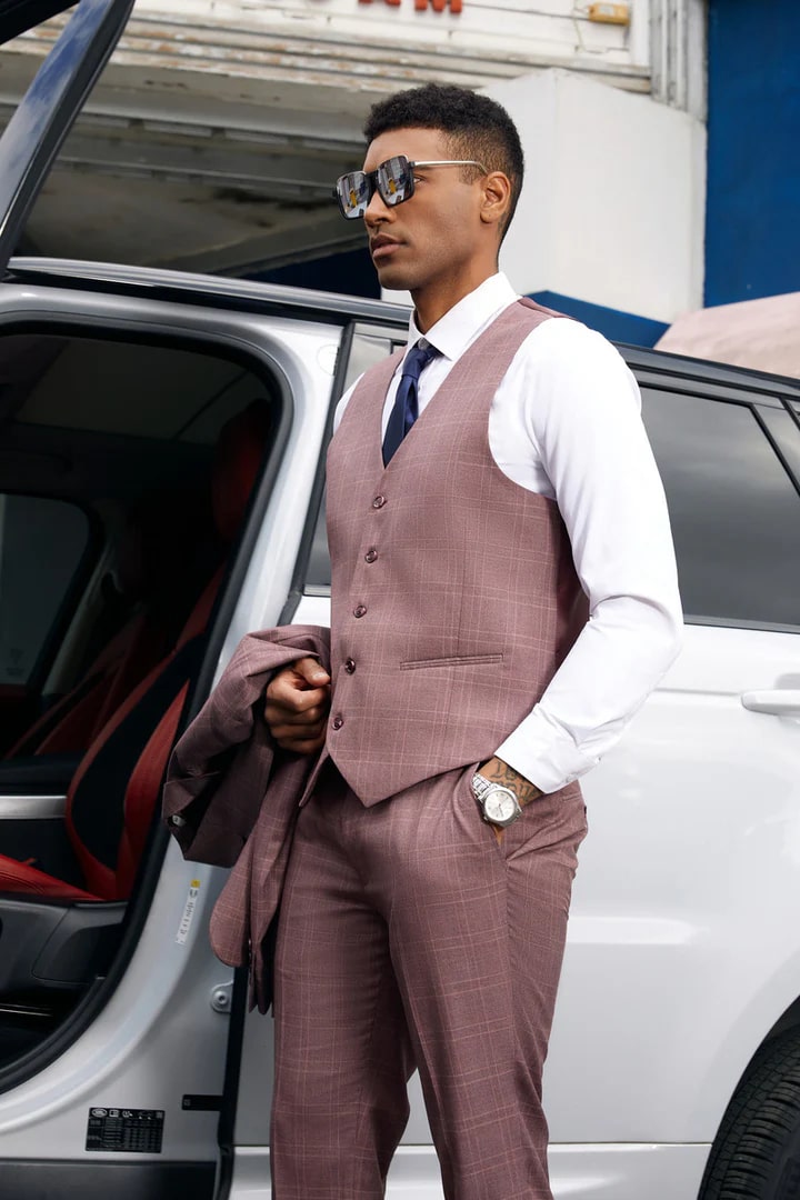 Trajes Elegantes Para Hombre - Trajes De Vestir - Mens Stacy Adams Two Button Mauve Business Suit