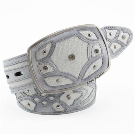 Exotic Leather Belts - King Exotic Belt Authentic White Sharkskin