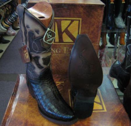 Botas exóticas genuinas de cocodrilo King para hombre, estilo vaquero, de Los Altos Botas, a la venta, botas vaqueras marrones con punta recortada, a la venta en línea a precio económico