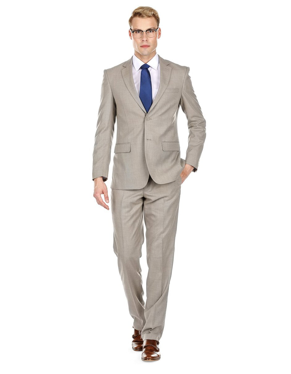 Trajes De Dombre Para Boda - Trajes De Novio - Traje Para Hombre - Light Taupe Regular Fit Suit