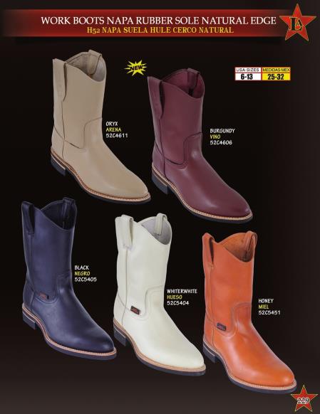 Botas Los Altos para hombre, de piel de napa, suela de goma, borde natural, estilo vaquero, estilo occidental, para trabajo, botas de vaquero, a precio económico, a la venta en línea ~ Botines para hombre