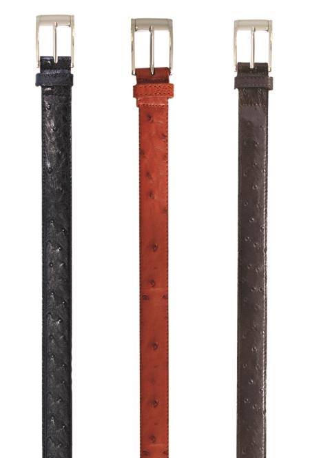 Cinto De Avestruz - Cinturón De Vestir Cinto Vaquero Exotic Avestruz Negro, Marrón, Coñac