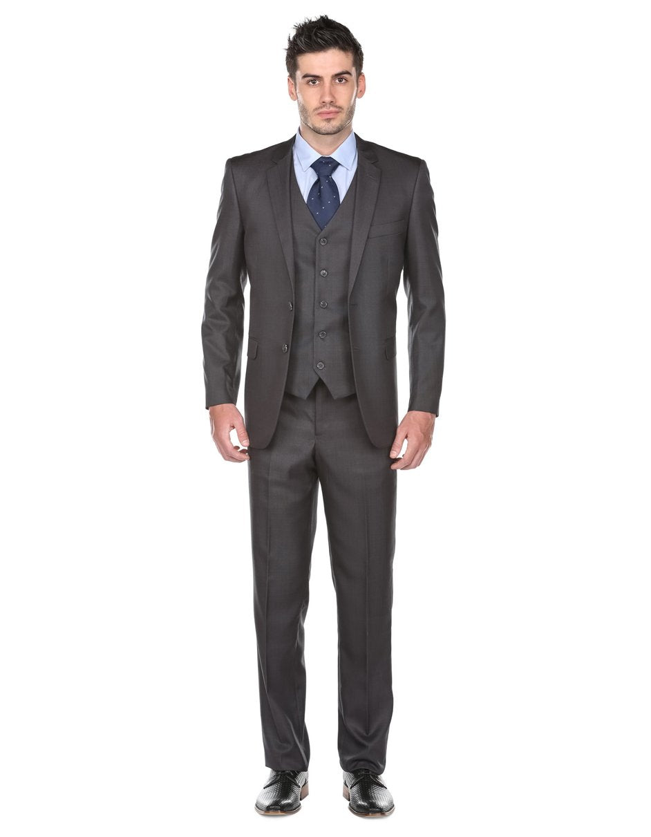 Trajes De Dombre Para Boda - Trajes De Novio - Traje Para Hombre - Charcoal Grey Regular Fit Suit