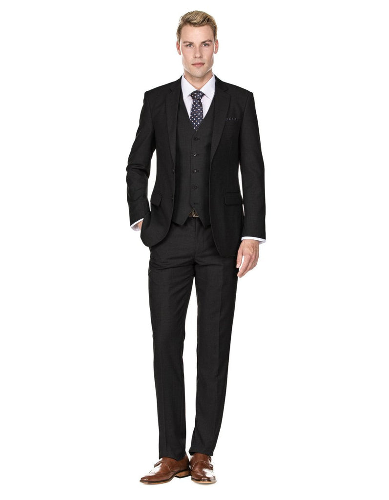 Mens Savvy Slim Vested Suit Black – ParaHombreUSA