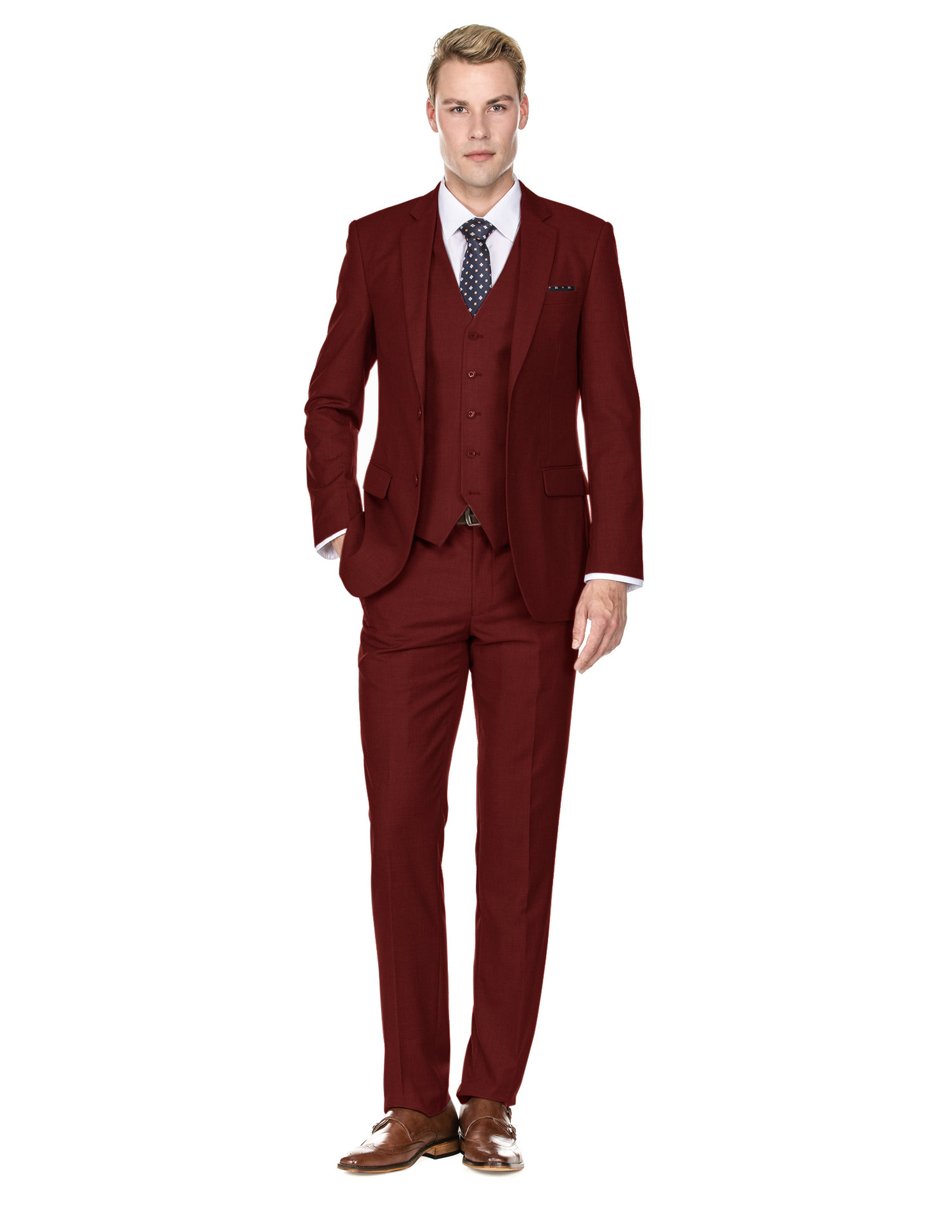 Trajes De Dombre Para Boda - Trajes De Novio - Traje Para Hombre - Burgundy Savvy Suit