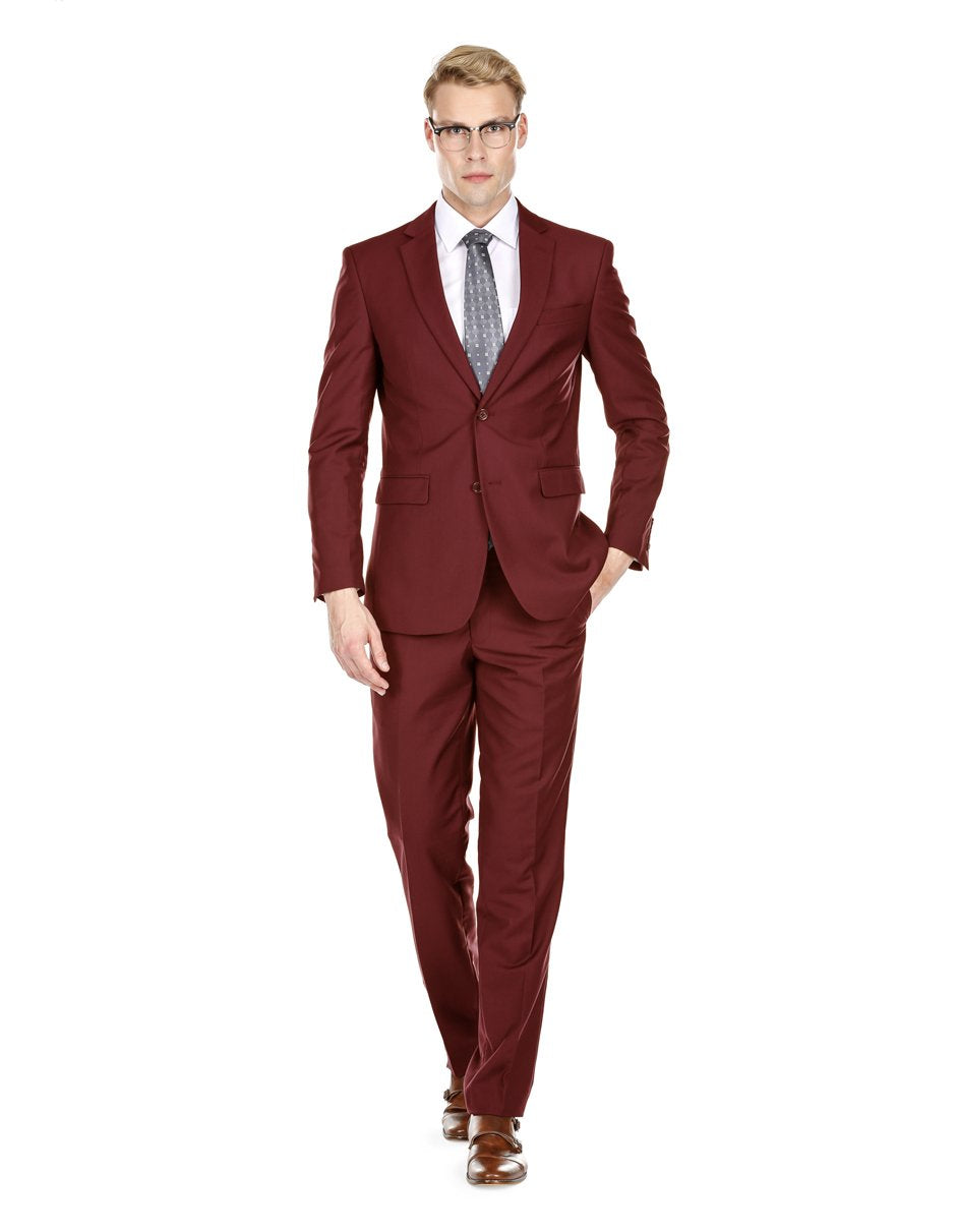 Trajes De Dombre Para Boda - Trajes De Novio - Traje Para Hombre - Borgoña Skinny Suit