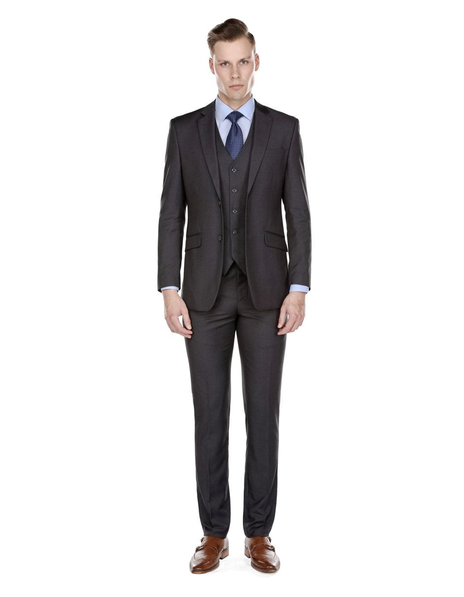 Trajes De Dombre Para Boda - Trajes De Novio - Traje Para Hombre -   Charcol Grey Slim Fit Suit