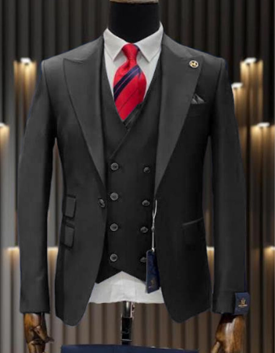 Trajes De Dombre Para Boda - Trajes De Novio - Traje Para Hombre - Charcoal Grey Pinstripe Suit