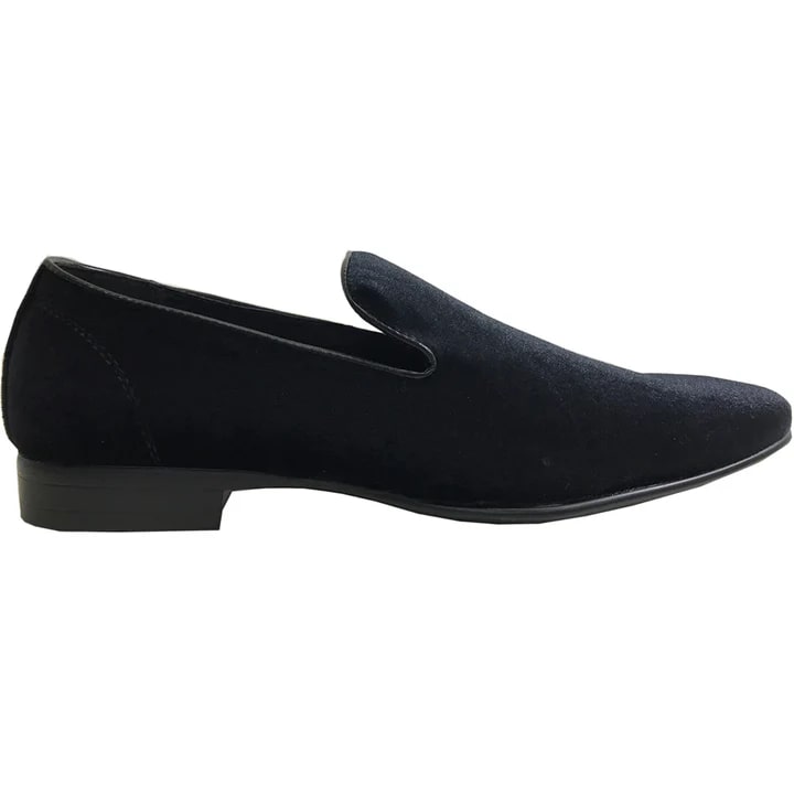 Zapatos Negros De Hombre - Zapatos Negros De Vestir - Mens Modern Slip On Velvet Black Tuxedo