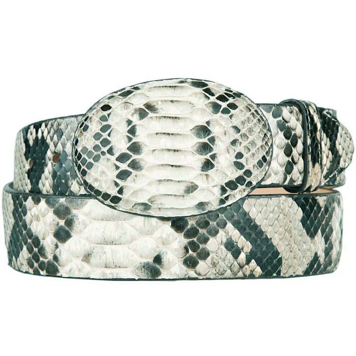Mens Python Snakeskin Cowboy Belt Natural
