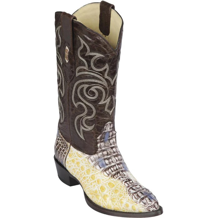 J Toe Cowboy Boots - J Toe Western Boots - Los Altos Boots - Mens Dress Cowboy Boot - Low Priced Natural Caiman Hornback J-To