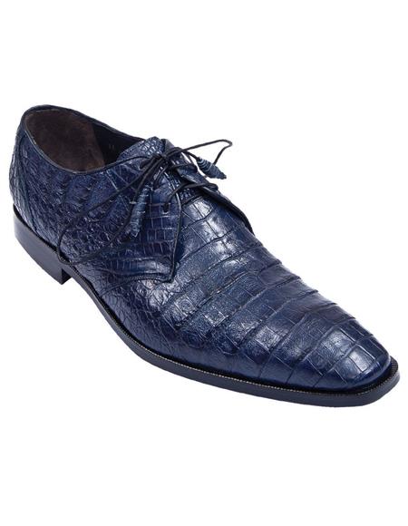 Zapatos Oxford de piel de cocodrilo genuina de Los Altos con panza de caimán, color azul marino, para hombre