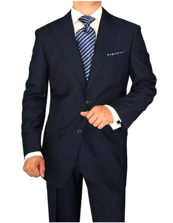 Navy Blue Suits For Men - Navy Blue Suit - Navy Suit Mens Dark Navy 2 Button Side Vents Peak Lapel Modern Fit Suits
