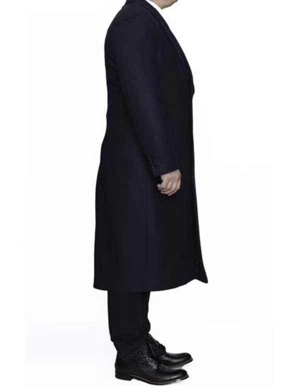 Navy Blue Overcoat - Navy Blue 3 Button Full Length Ankle length Wool Dress Top Coat/Overcoat