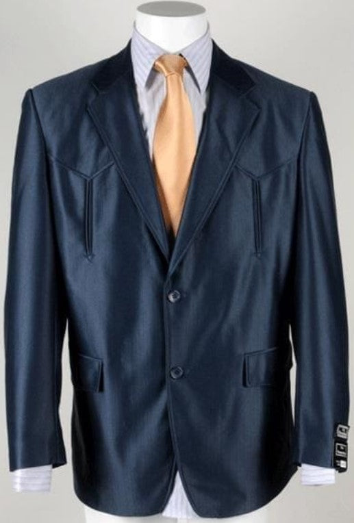 Trajes Vaqueros Para Boda - Two Button Notch Label Navy Suit