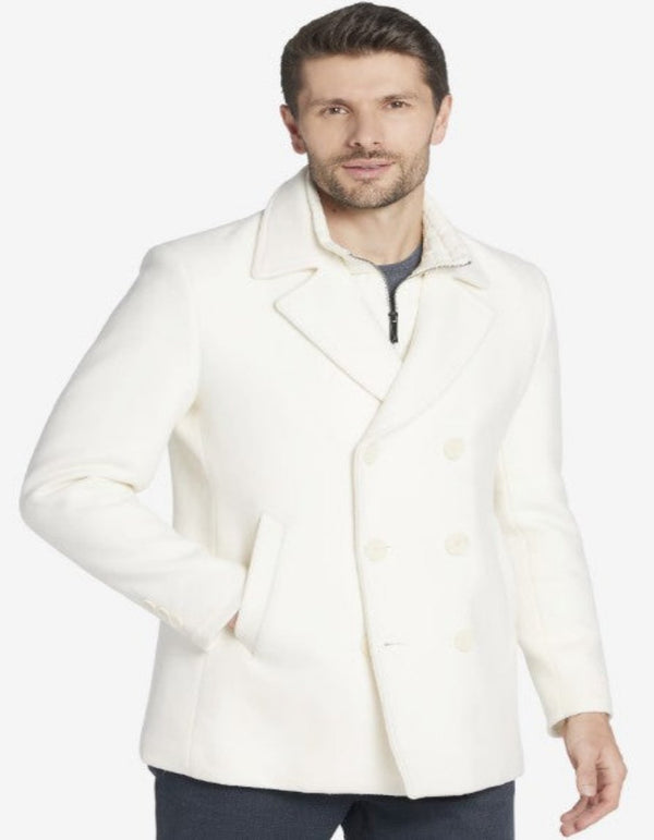 Peacoat - Cream Color Pea Coat - Ivory Double Breasted Wool Coat - Off White Car Coats