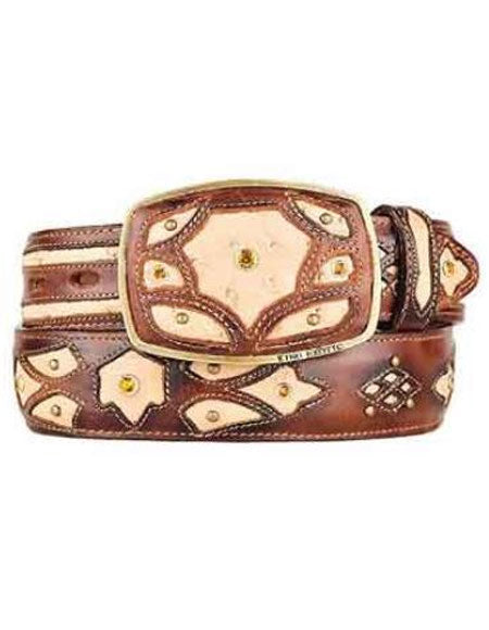 Cinturón occidental de moda con pluma de avestruz original bruñida de órix