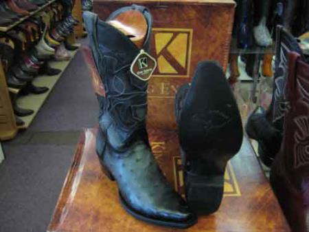 Botas King Exotic de piel auténtica de avestruz con puntera recortada y ribetes de cuero, botas vaqueras estilo western, a precio económico, a la venta en línea EE+ gris - Botas De Avestruz