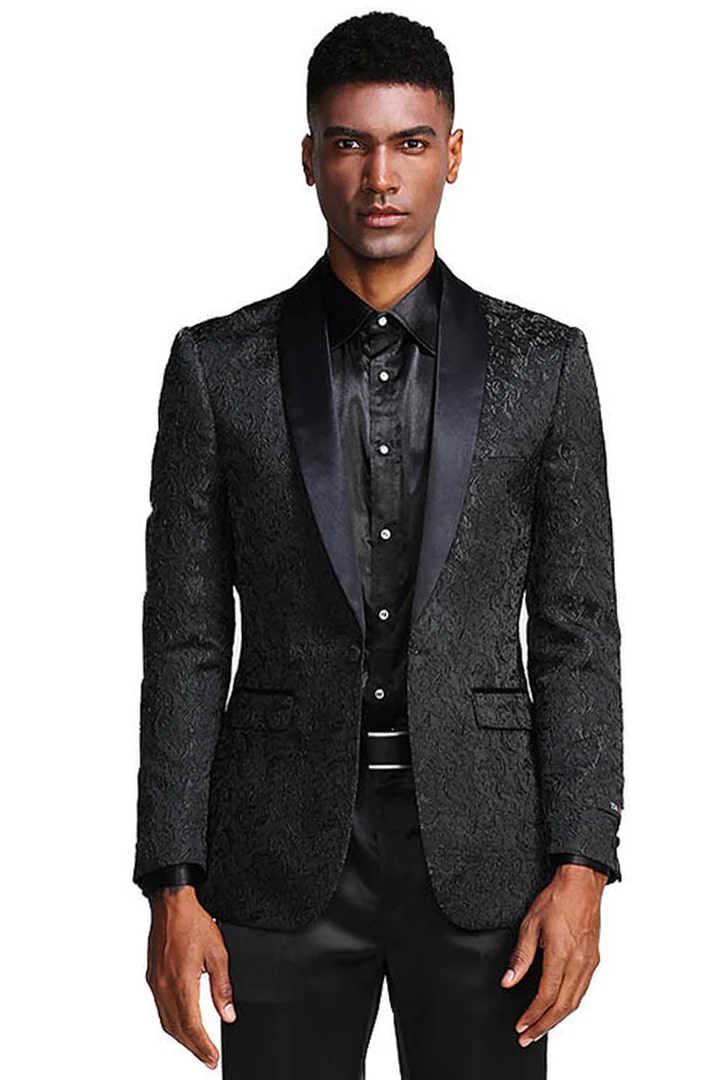 Trajes De Hombre Para Boda - Trajes Para Novio - Black  paisley Suit