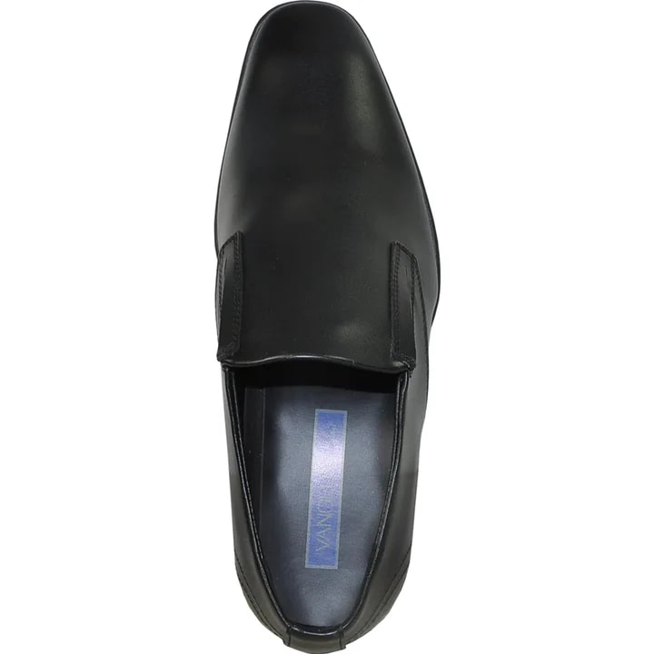 Zapatos Negros De Hombre - Zapatos Negros De Vestir - Mens Plain Pointy Square Toe Dress Black Loafter Shoe