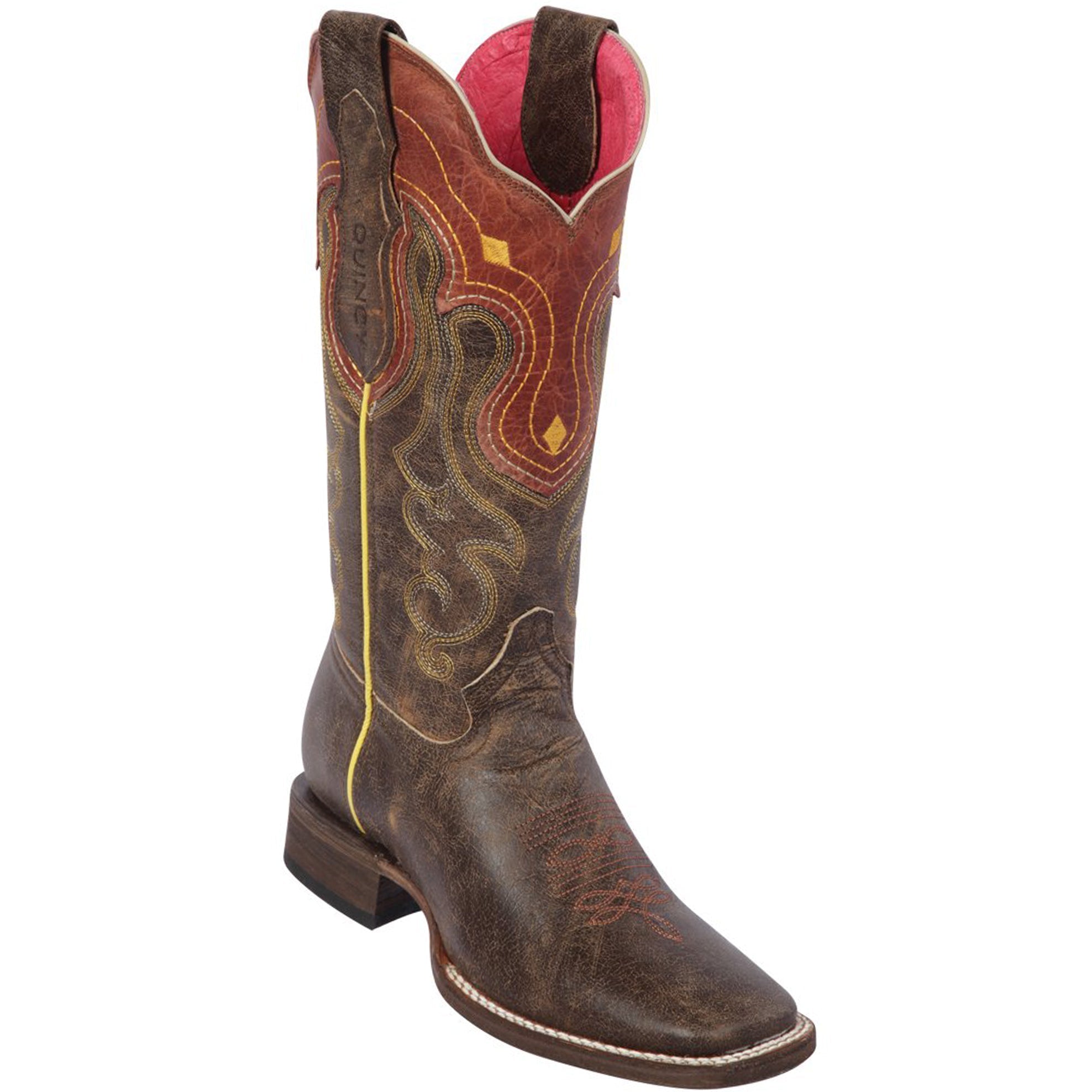 Brown square toe cowgirl boot