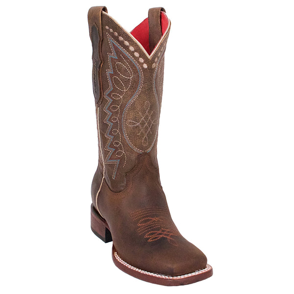 Cowgirl Boots - Brown Wide Square Toe Cowgirl Boots