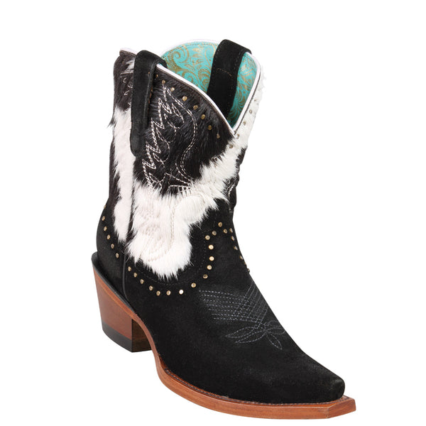 Cow Leather Boots - Suede & Cowhide Booties