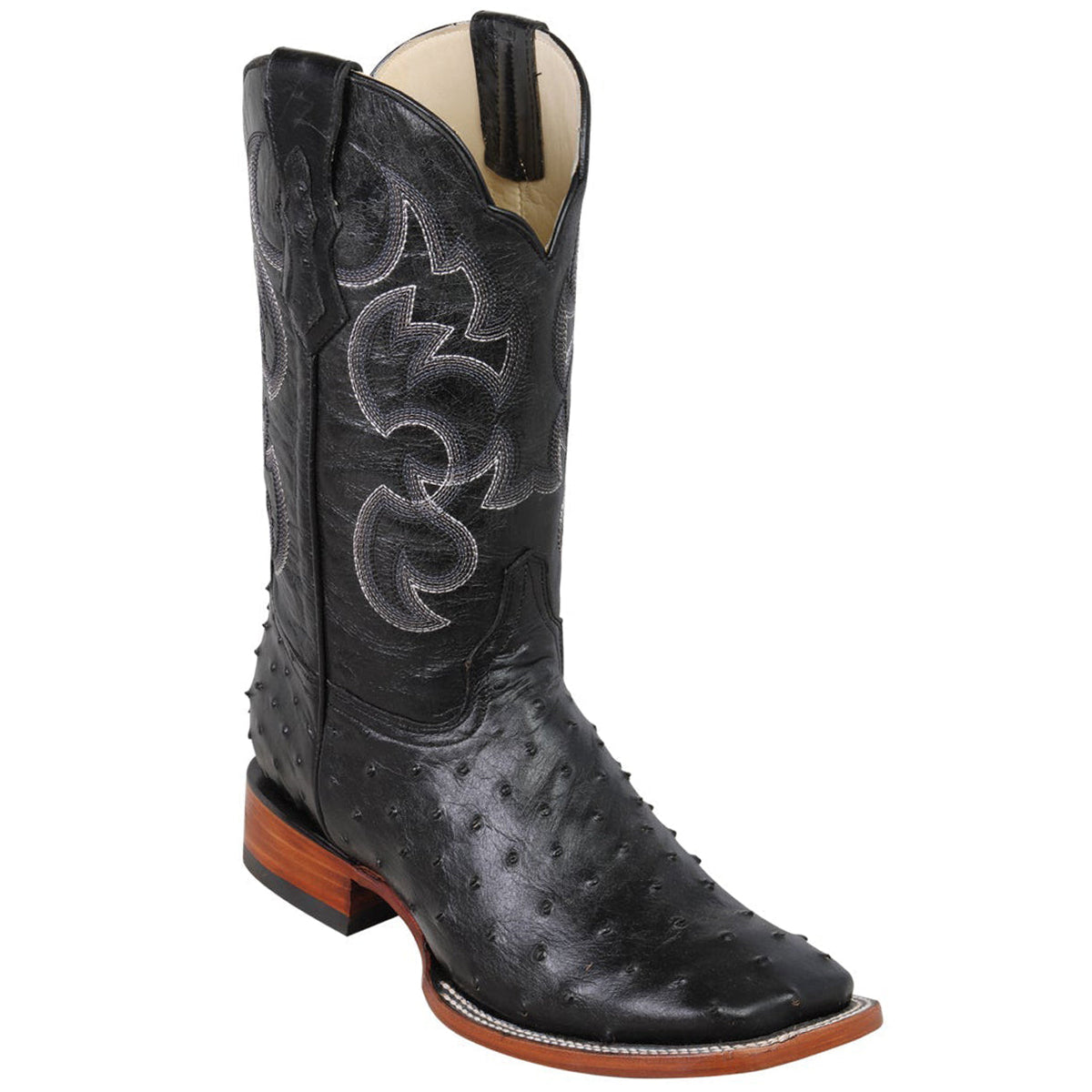 Black Ostrich Print Boots