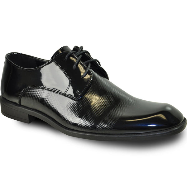 Red and Black Tuxedo - Bravo Mens Classic Patent Textured Tuxedo Oxford Lace Up Dress Shoe in Black