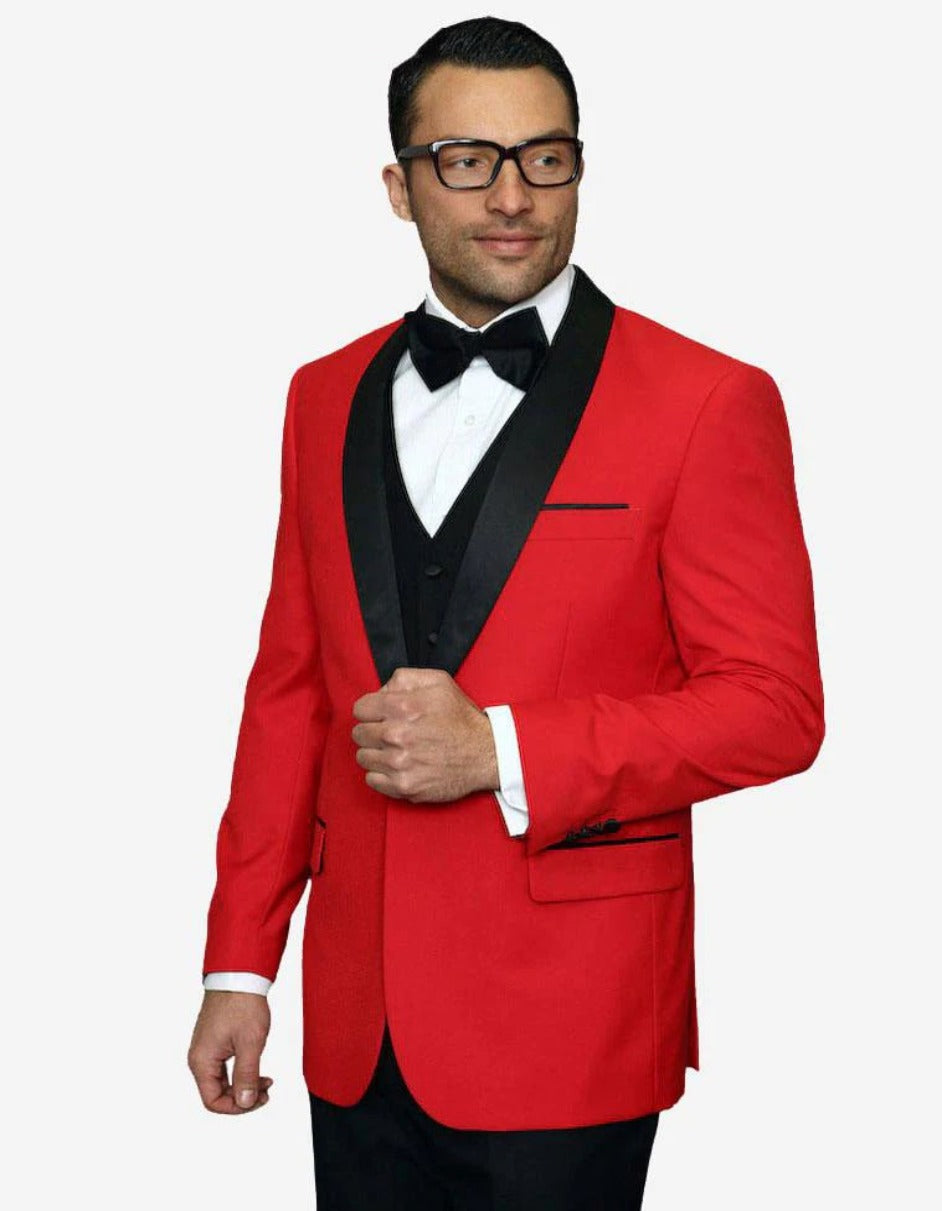 Trajes De Dombre Para Boda - Trajes De Novio - Traje Para Hombre - Traje Rojo Y Negro