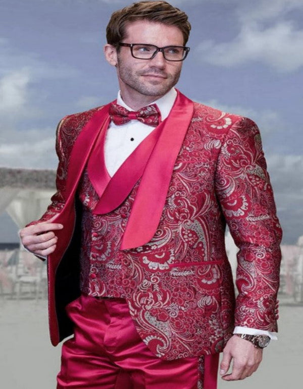 Red and Gold Tuxedo - Red and Gold Tuxedo Paisley Wedding Suit