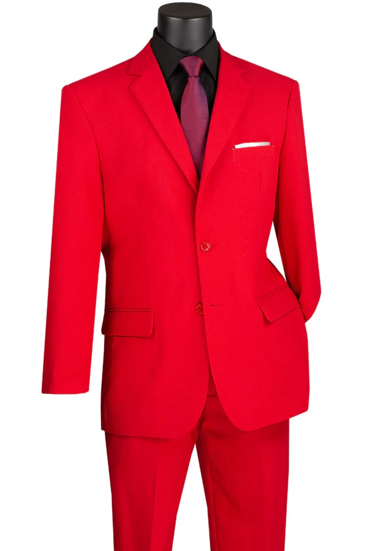 Trajes Elegantes Para Hombre - Trajes De Vestir Mens Two Button Classic Red Poplin suit