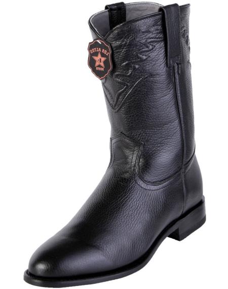 Botas Los Altos negras hechas a mano para hombre, estilo con punta de cuerda, botas de vaquero de vestir de cuero de alce genuino, a precio económico, a la venta en línea